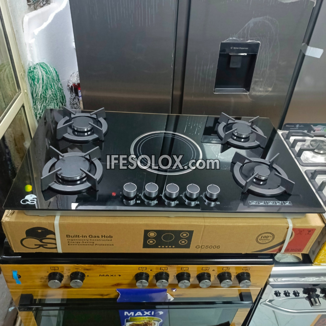 Professional 60x90cm (4+1) Burner Gas Hob/Cooker on Glass with Auto Ignition - Brand New