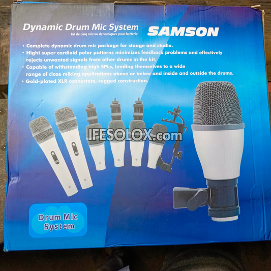 SAMSON 7-Piece Dynamic Drum Microphone System with Mic Holders and Carrying Case - Brand New