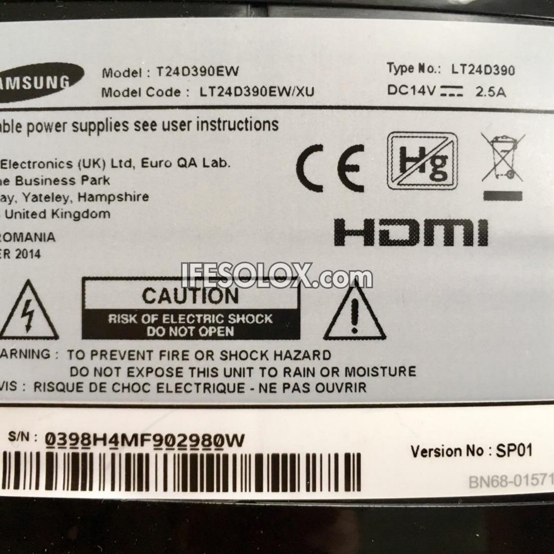 SAMSUNG 24 Inch LT24D390EW Smart Full HD LED TV (DC-14V) + WiFi, Miracast, YouTube - London Used