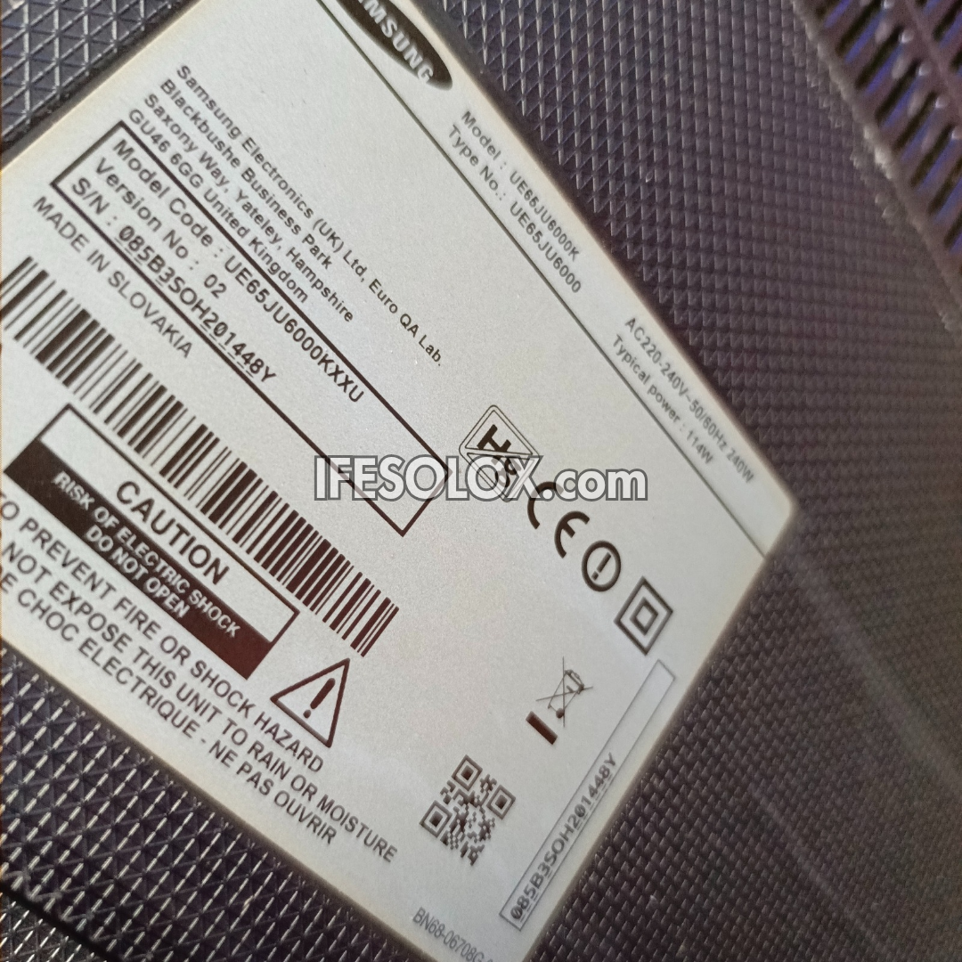 SAMSUNG 65 Inch UE65JU6000 Series 6 Smart 4K UHD TV (Active HDR, Bluetooth, WiFi, Screen Mirroring) - UK Used