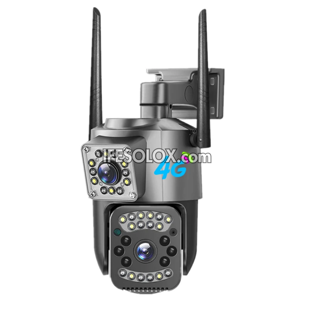 Caméra IP solaire à double objectif SLX 4MP
(1 caméra Bullet et 1 caméra PTZ) avec WiFi, SIM 4G, vision nocturne, audio bidirectionnel et détection de mouvement - Tout neuf