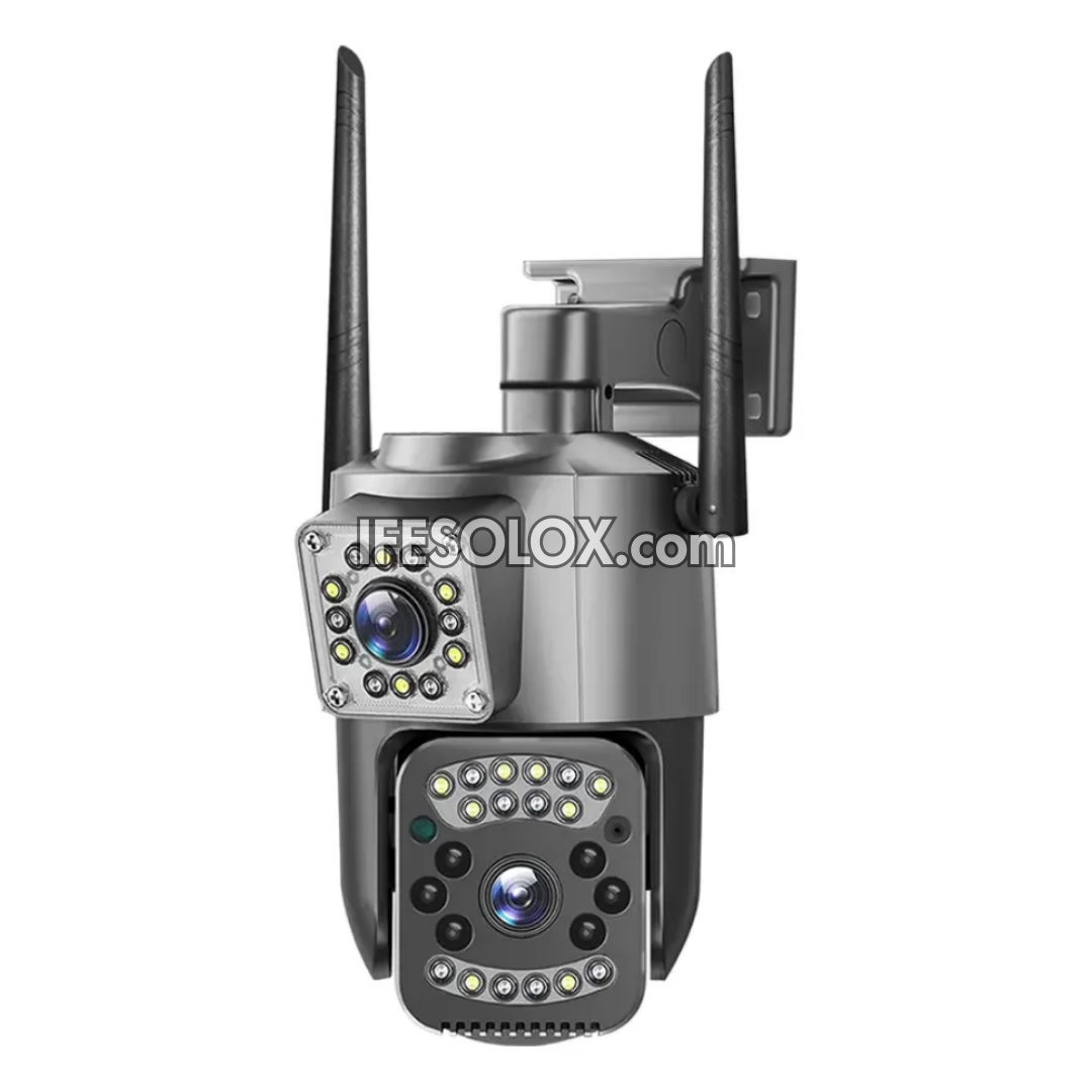 SLX 3MP Dual Lens PoE IP Camera
(1 Bullet Camera and 1 PTZ Camera) with WiFi, 4G SIM, Night Vision, 2-way Audio and Motion Detection - Brand New