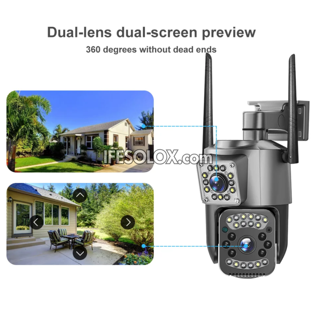 SLX 3MP Dual Lens PoE IP Camera
(1 Bullet Camera and 1 PTZ Camera) with WiFi, 4G SIM, Night Vision, 2-way Audio and Motion Detection - Brand New