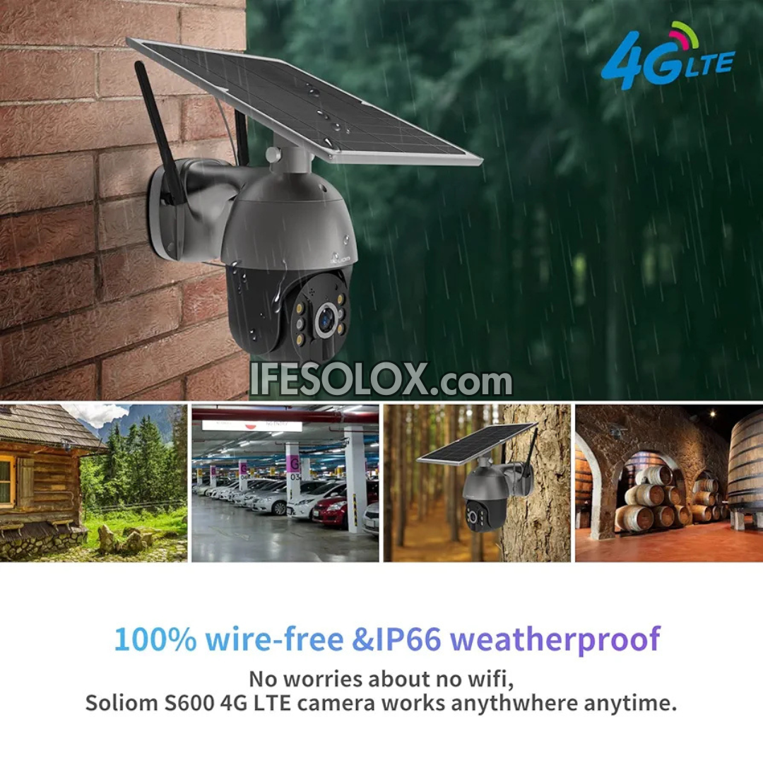 SLX 5MP Solar PoE Outdoor IP Camera with 2-Way Audio, PTZ, WiFi & 4G SIM Support, Motion Detection and Night Vision (Black) - Brand New
