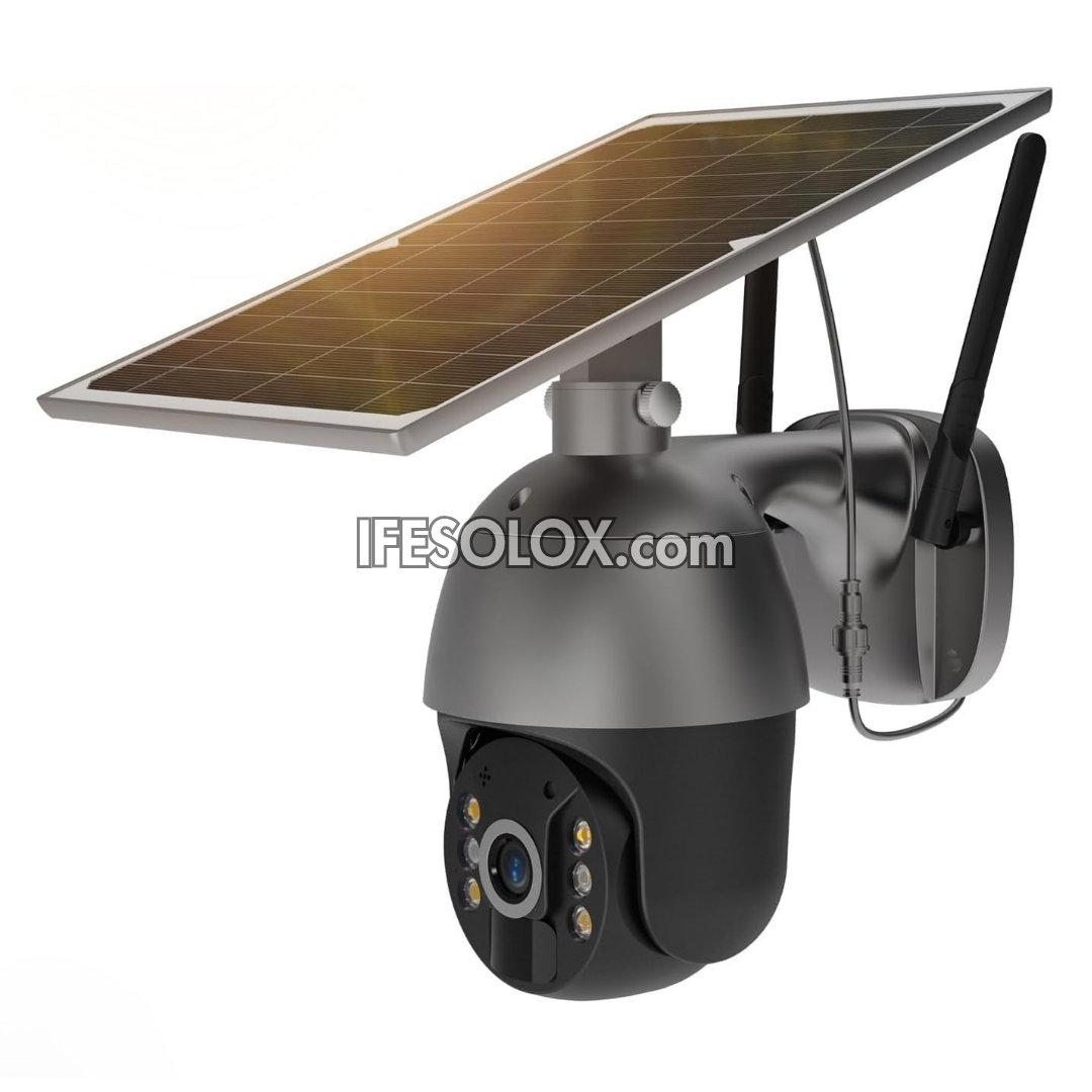 SLX 5MP Solar PoE Outdoor IP Camera with 2-Way Audio, PTZ, WiFi & 4G SIM Support, Motion Detection and Night Vision (Black) - Brand New