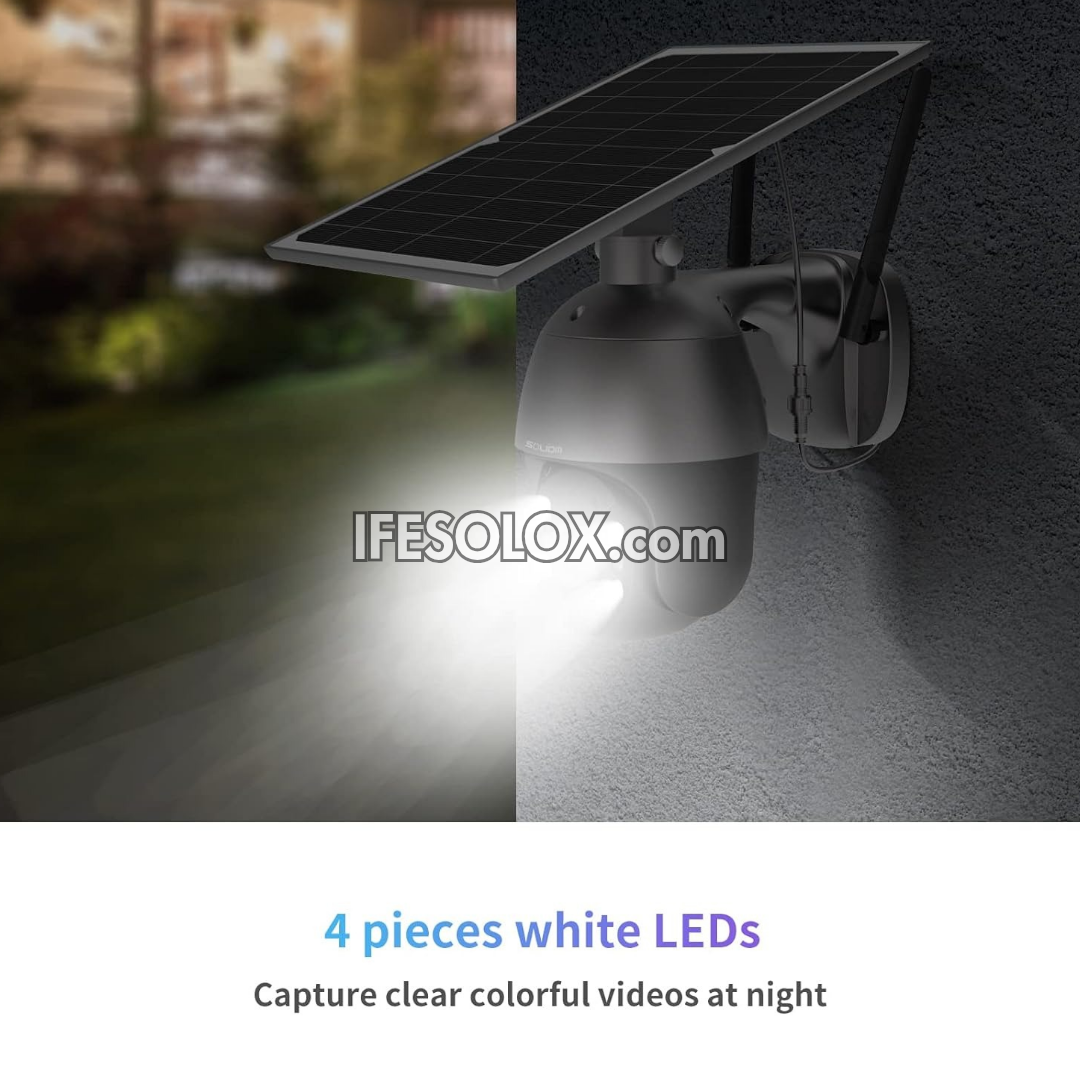 SLX 5MP Solar PoE Outdoor IP Camera with 2-Way Audio, PTZ, WiFi & 4G SIM Support, Motion Detection and Night Vision (Black) - Brand New