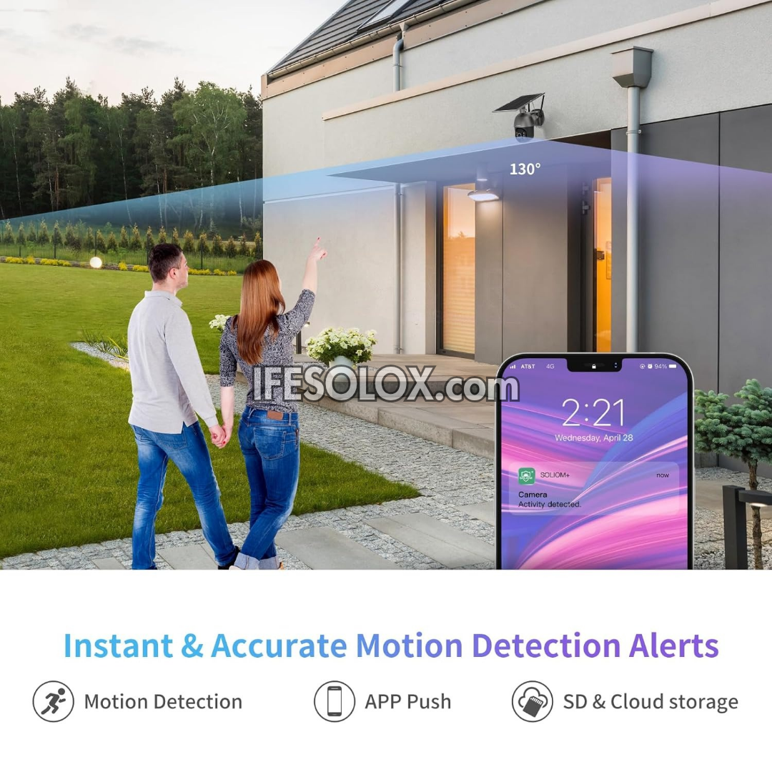 SLX 5MP Solar PoE Outdoor IP Camera with 2-Way Audio, PTZ, WiFi & 4G SIM Support, Motion Detection and Night Vision (Black) - Brand New