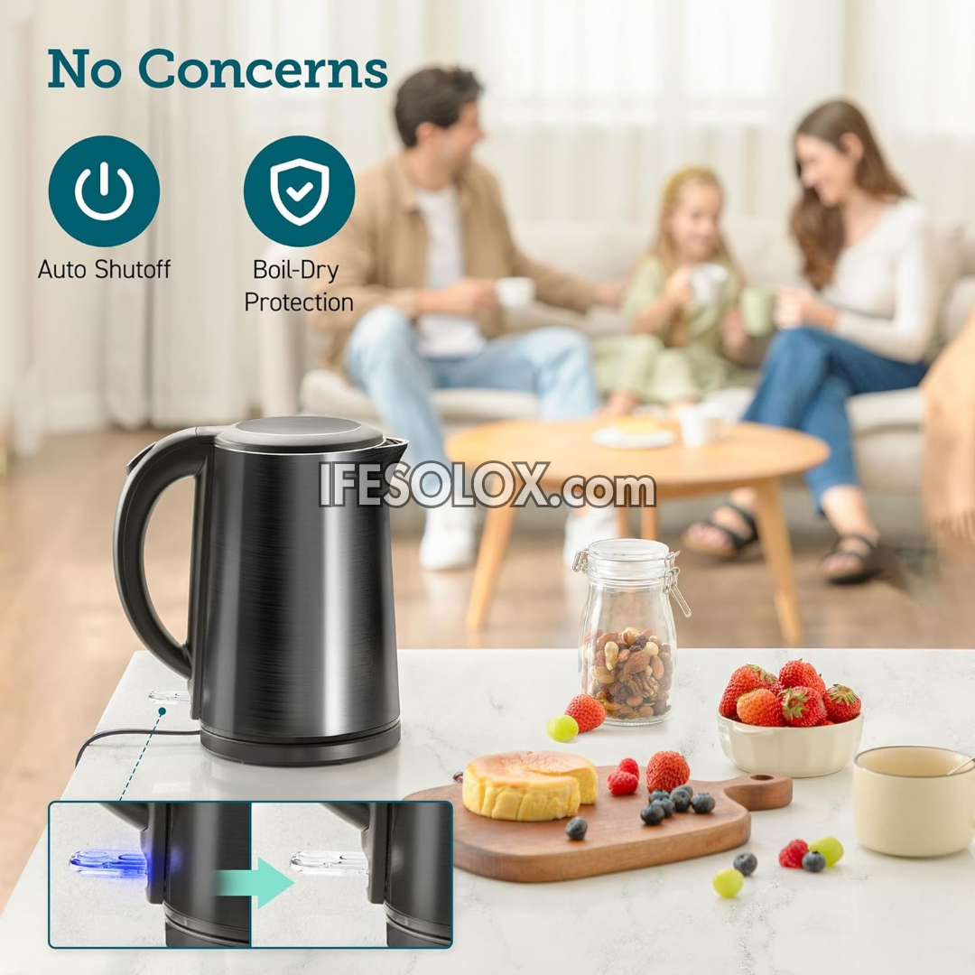 SLX EKST03 1.7-Liter Double-Wall Stainless Electric Kettle with Auto Shut-off and Boil-dry Protection - Brand New