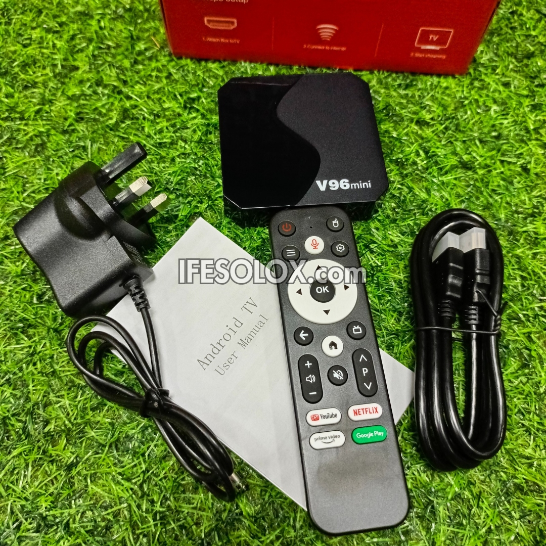 SLX V96MINI androidTV 2GB/16GB Smart Android 12 Box with Bluetooth, WiFi and Voice Control Remote (Google Certified)