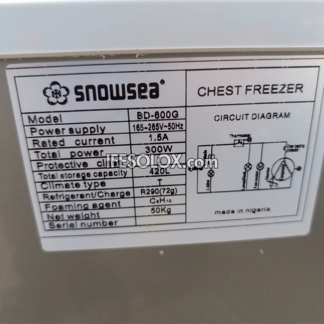 SNOWSEA BD-600 420 Liters Double Door Chest Deep Freezer + Glass Doors with 1 Year Warranty - Brand New