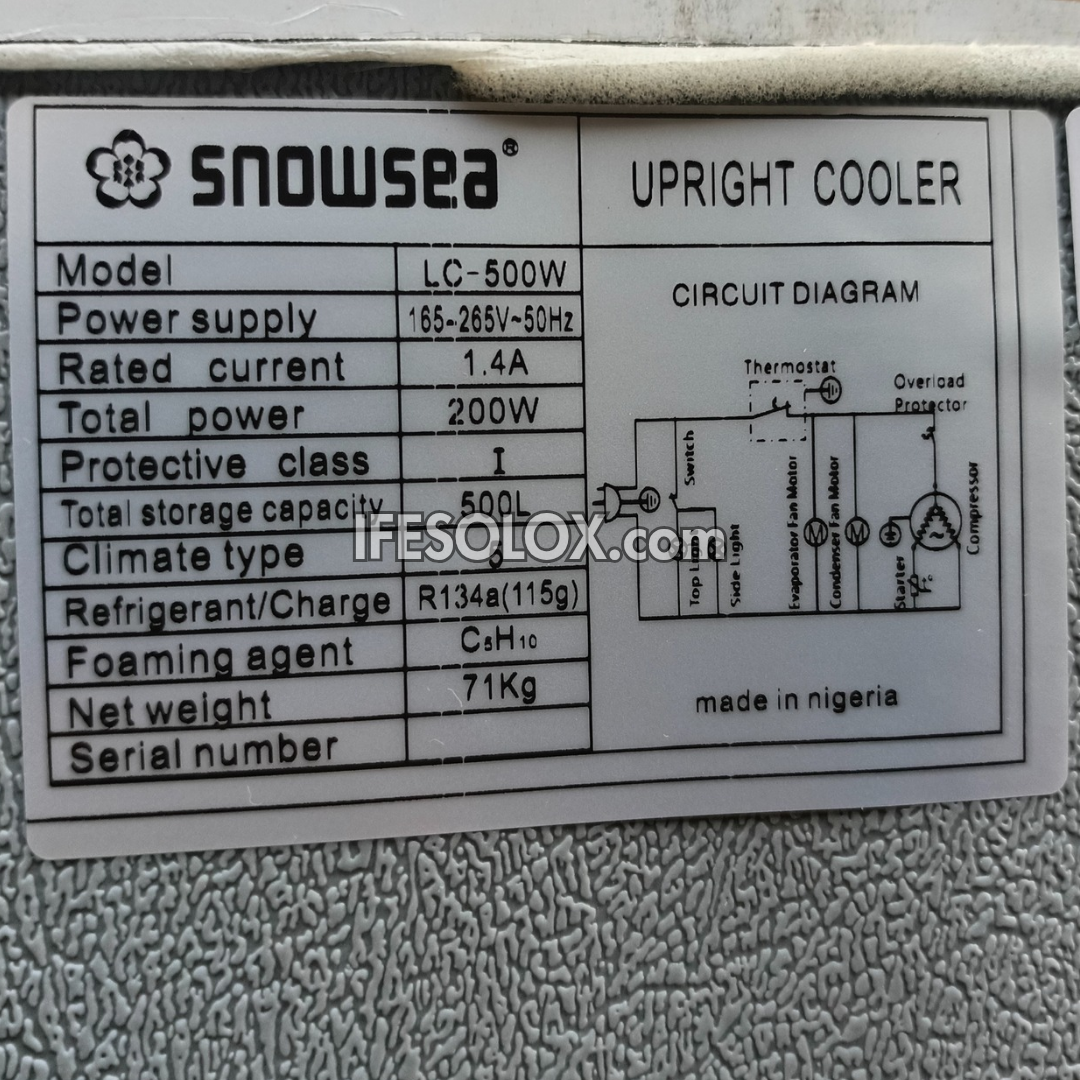 SNOWSEA LC-500 Single Door 500-Liter Showcase Beverage Chiller - Brand New