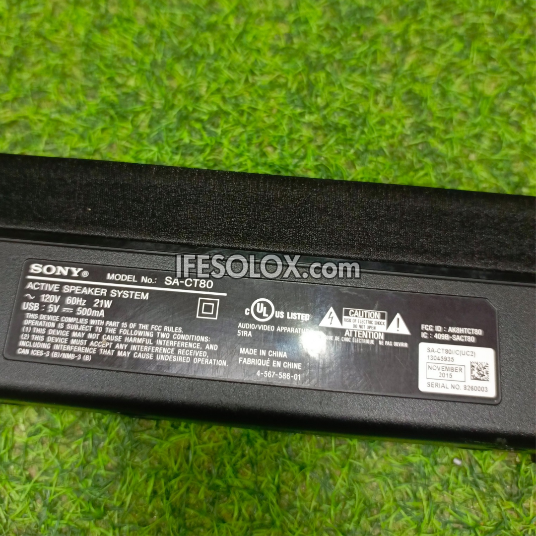 Barre de son Bluetooth compacte SONY HT-CT80 2.1 canaux 80 W avec caisson de basses filaire (entrée auxiliaire, optique, USB) - Occasion étrangère