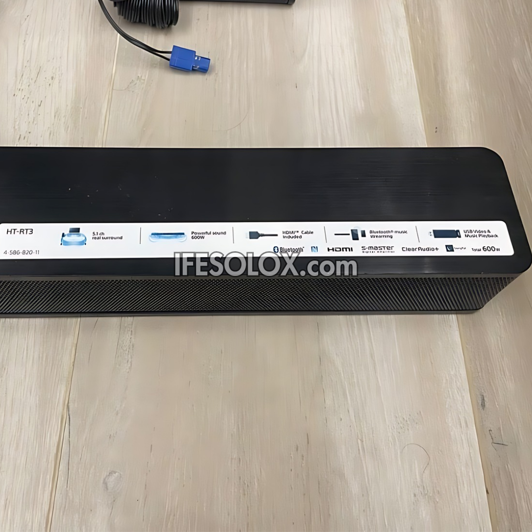 SONY HT-RT3 5.1Ch 600W Elegant Bluetooth Sound Bar with Wired Subwoofer and Rear speakers - Foreign Used