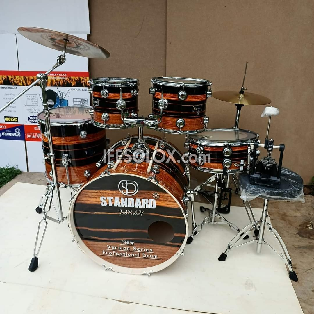 STANDARD 5-Piece Single Pole Professional Complete Acoustic Drum Set (Vers01) - Brand New