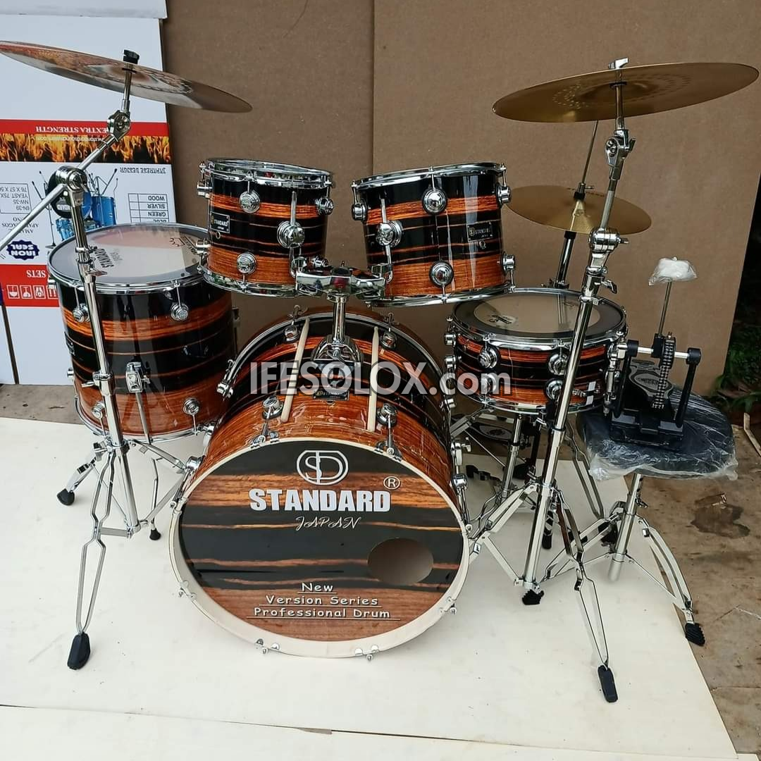 STANDARD 5-Piece Single Pole Professional Complete Acoustic Drum Set (Vers01) - Brand New