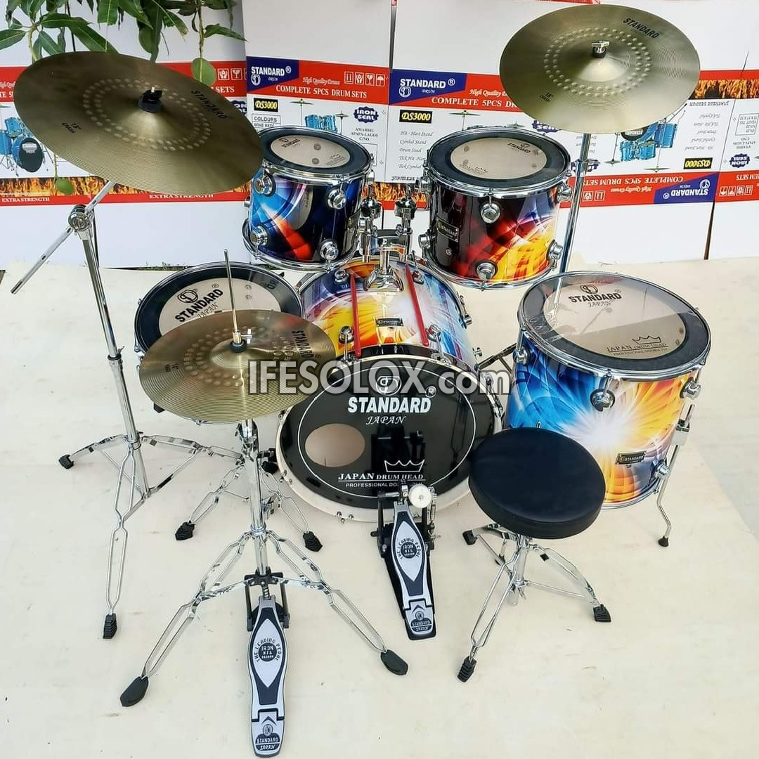 STANDARD 5-Piece Single Pole Professional Complete Acoustic Drum Set (Vers06) - Brand New