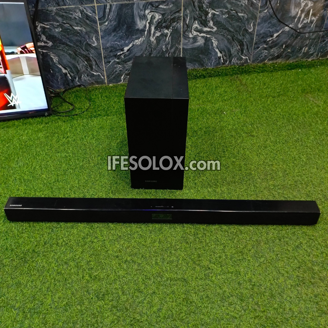 Samsung HW-J450 2.1Ch 300W Bluetooth Sound Bar with Wireless Subwoofer (USB, Aux, HDMI in/Out, Optical in) - Foreign Used