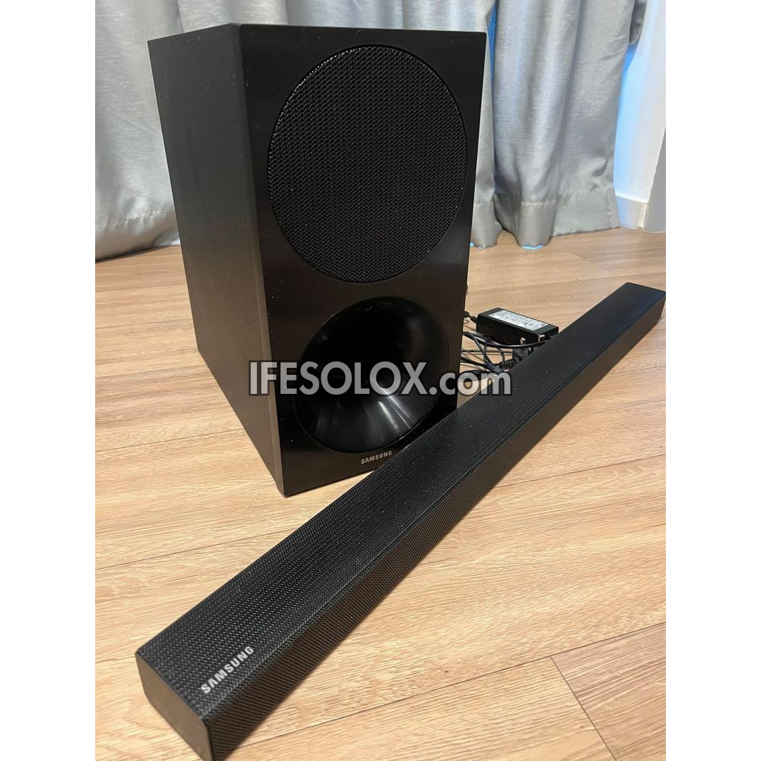 Samsung HW-M450 2.1Ch 320W Bluetooth Sound Bar with Wireless Subwoofer (USB, Optical in, HDMI in & out) - Foreign Used
