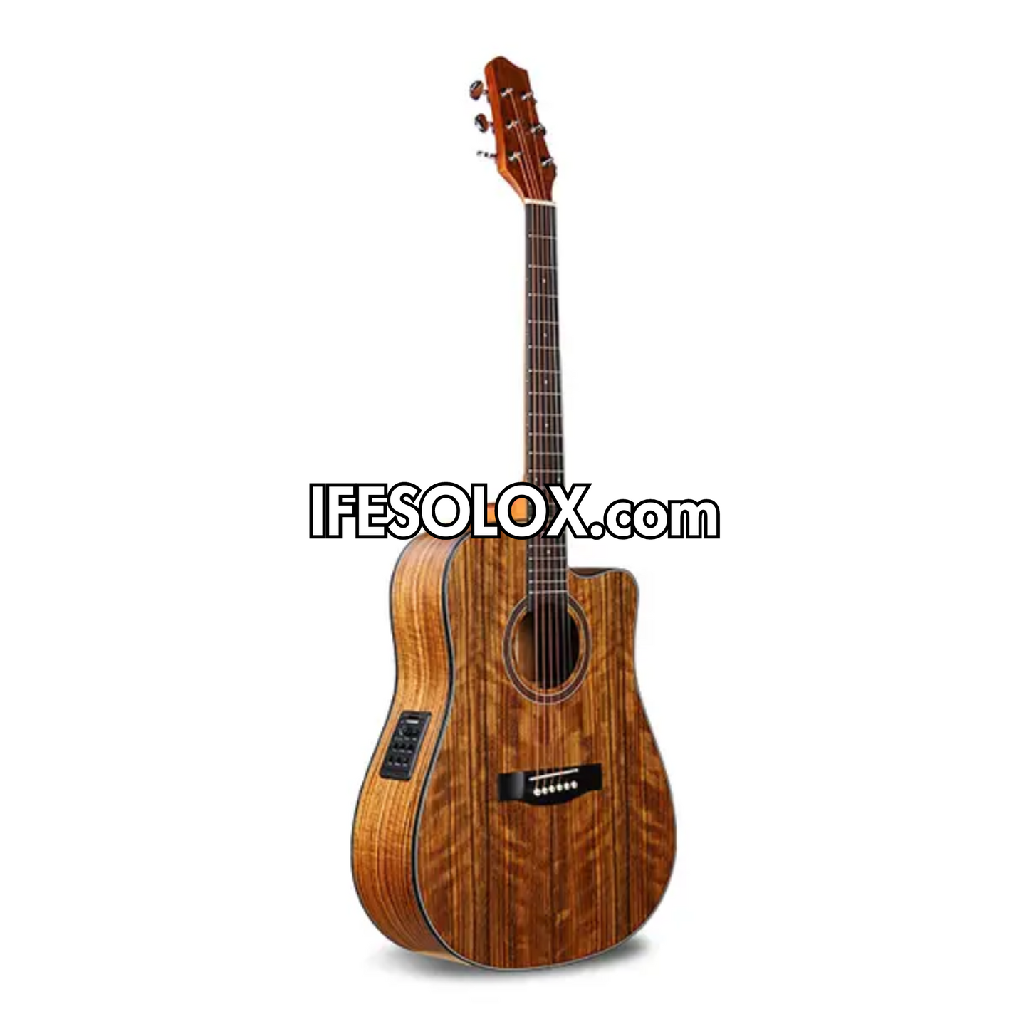 Smiger SM-413 41" Engraved Hole Single-cut Semi-Acoustic Guitar with Belt and Bag - Brand New