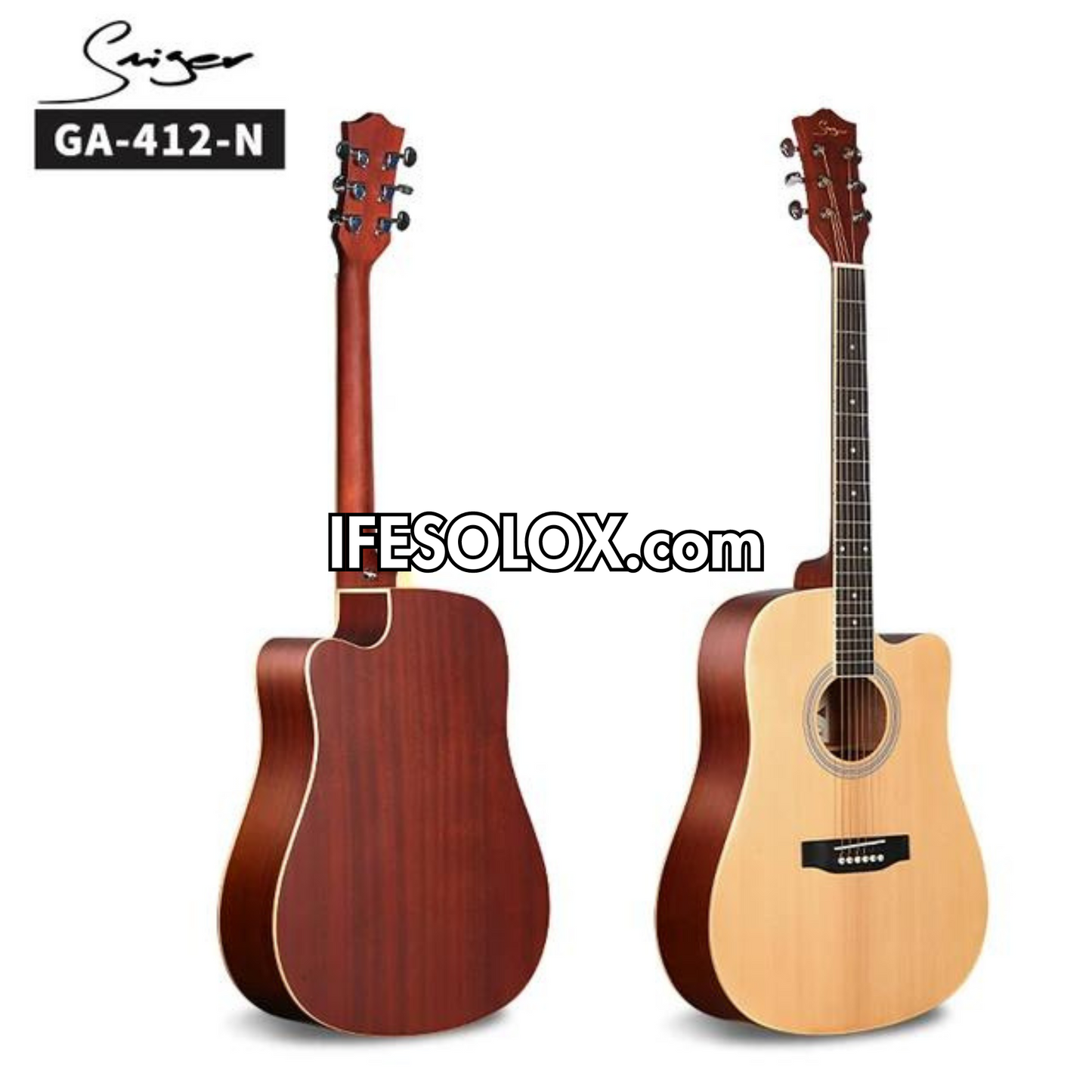 Smiger GA-412 41" Single-cut Semi-Acoustic Guitar with Belt and Bag - Brand New