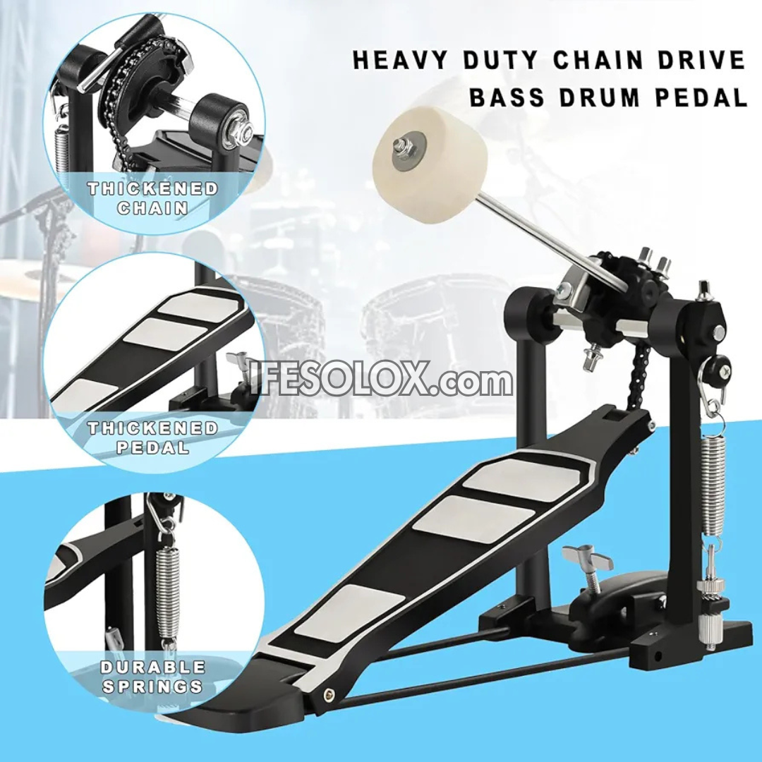 Single-chain Adjustable Single Bass Drum Pedal with Felt Beater Stick - Brand New