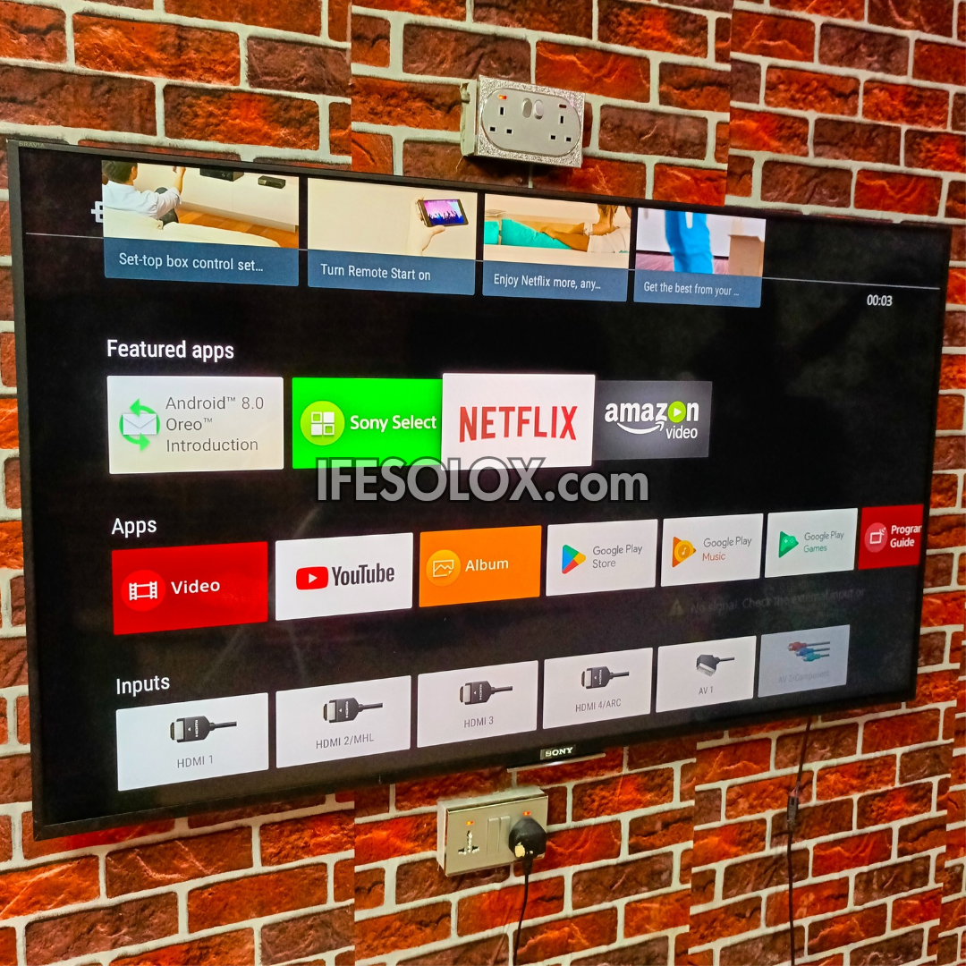 Sony 55 inch KD-55X8509C Smart 4K UHD Android TV (Active HDR, Built-in WiFi, Bluetooth, Screen Mirroring) - Foreign Used