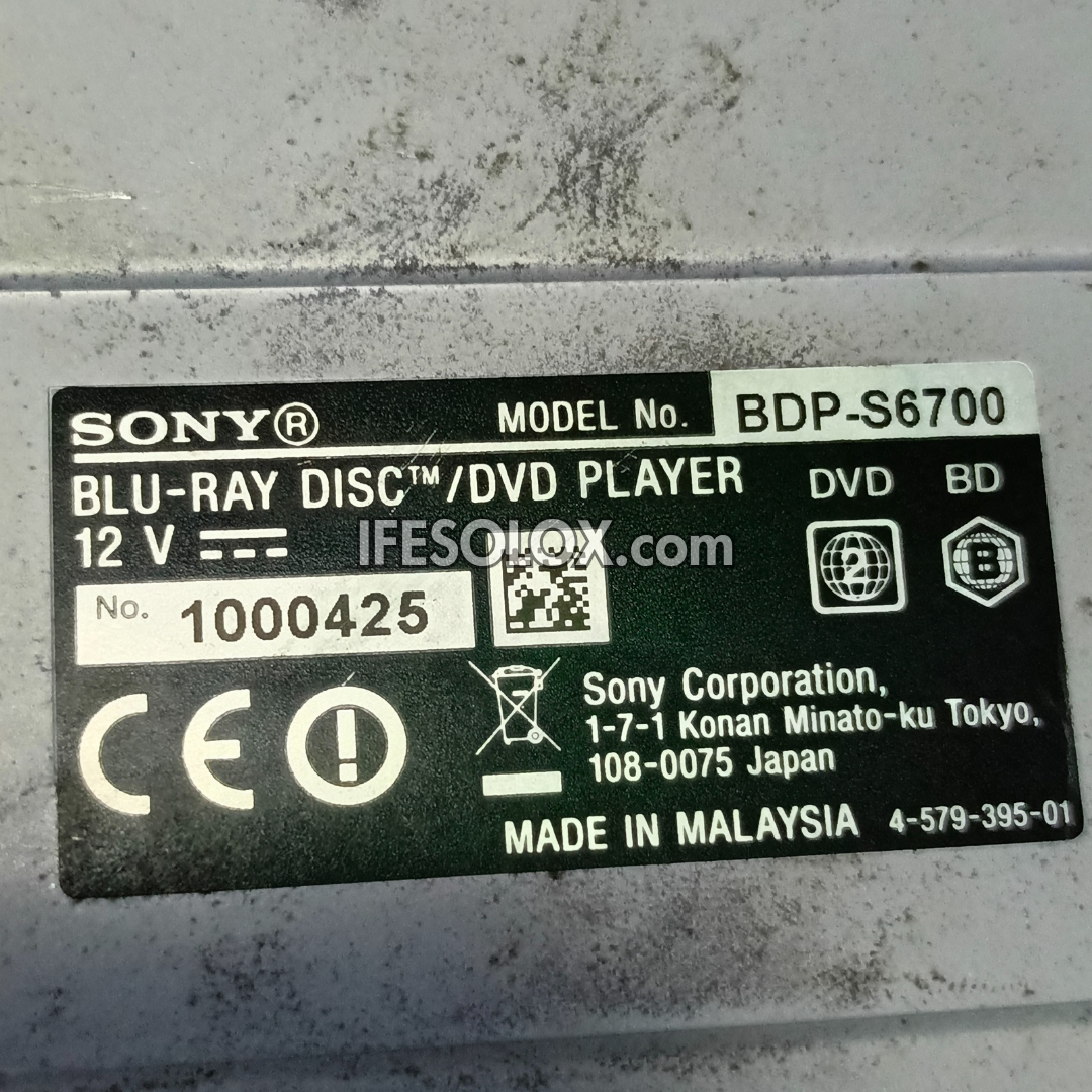 Sony BDP-S6700 Smart 3D Blu-ray DVD Player with 4K Upscaling, WiFi, Bluetooth - Foreign Used