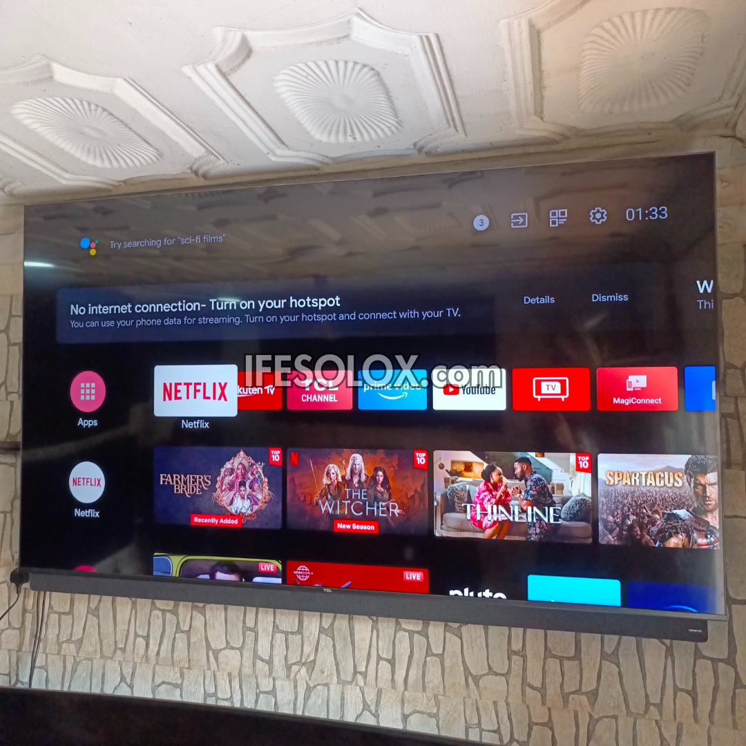 TCL 75 inch 75C815 Android Smart True 4K UHD HDR10 Frameless QLED Google TV (WiFi, Miracast, Bluetooth) - Foreign Used