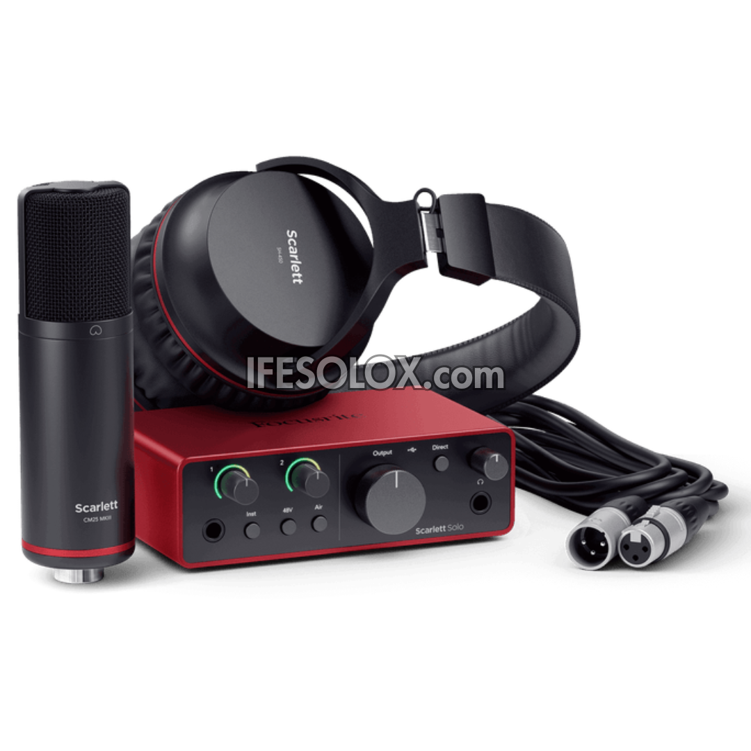 Focusrite Scarlett Solo 4th Gen Studio with USB Audio Interface, Headphone, Microphone and XLR Cable - Brand New