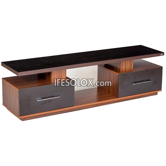 Meuble TV robuste à double tiroir CHIDEC TVS007 marron mat