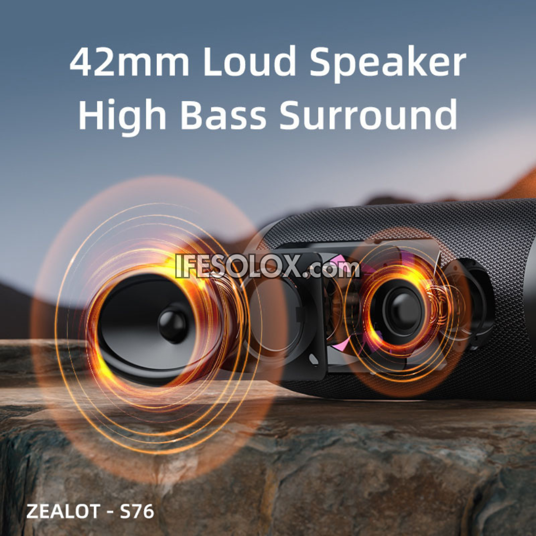 ZEALOT S76 50W Portable Bluetooth MP3 Speaker with 8000mAh, USB, SD, AUX - Brand New