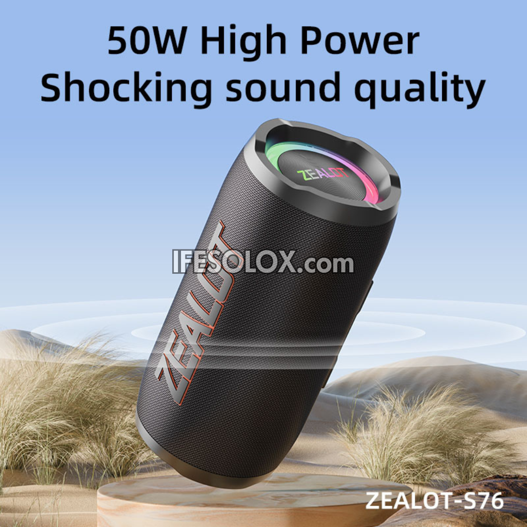 ZEALOT S76 50W Portable Bluetooth MP3 Speaker with 8000mAh, USB, SD, AUX - Brand New