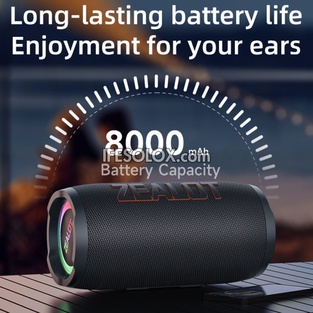 ZEALOT S76 50W Portable Bluetooth MP3 Speaker with 8000mAh, USB, SD, AUX - Brand New