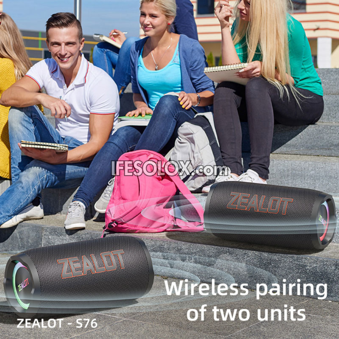 ZEALOT S76 50W Portable Bluetooth MP3 Speaker with 8000mAh, USB, SD, AUX - Brand New
