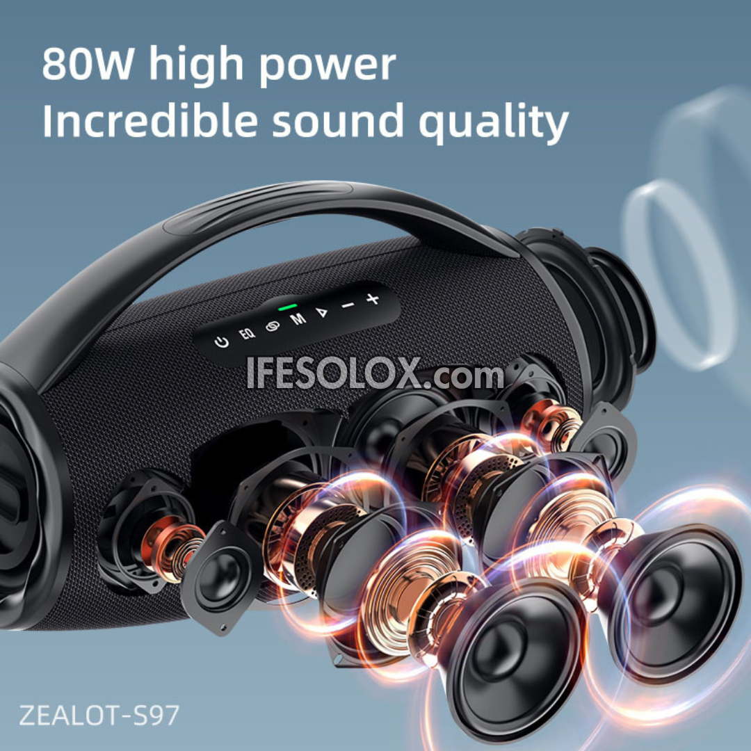 ZEALOT S97 80W Portable Bluetooth MP3 Speaker with 16000mAh, IPX6 Waterproof