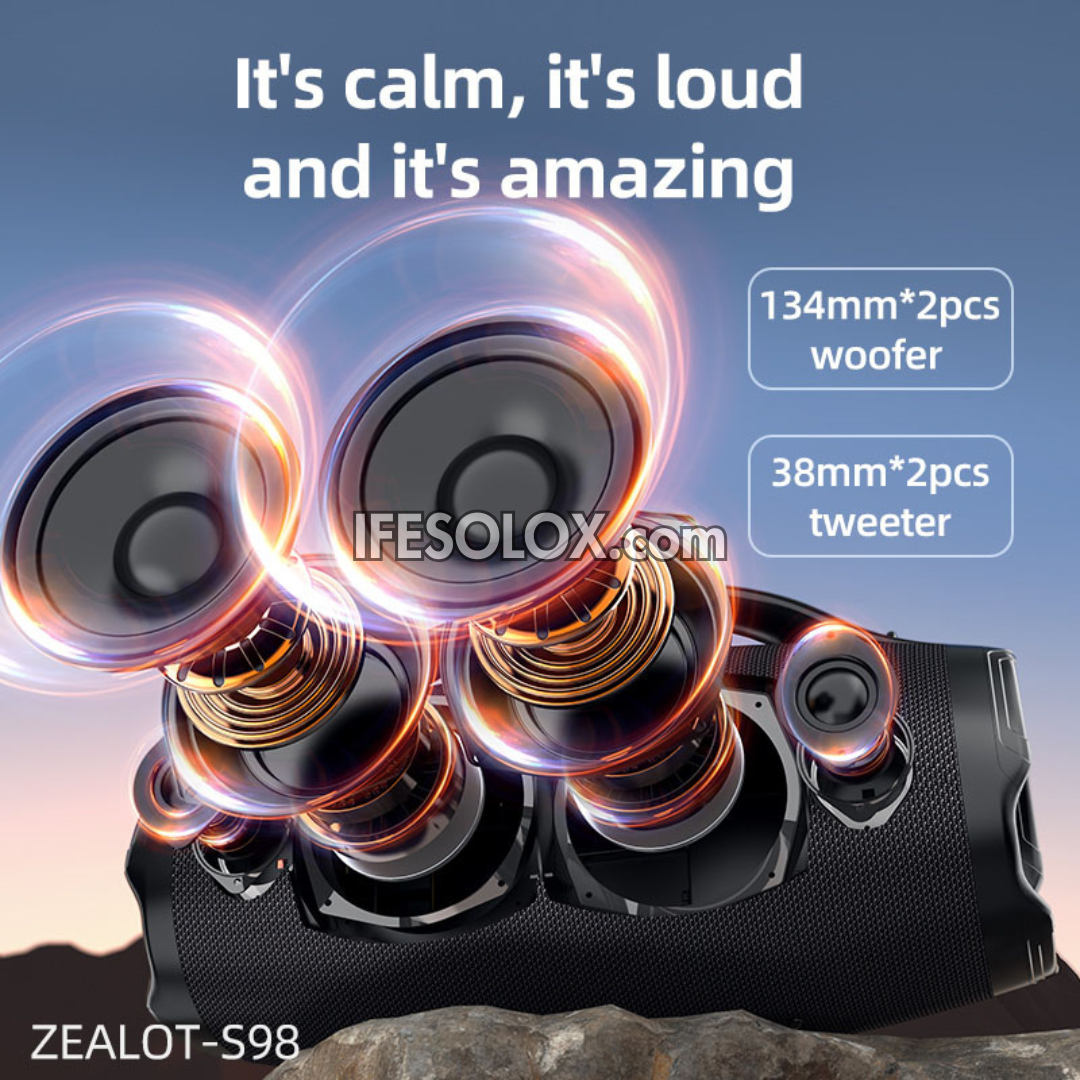 ZEALOT S98 160W Heavy Bass Portable Bluetooth MP3 Speaker with 36000mAh, IPX6 Waterproof
