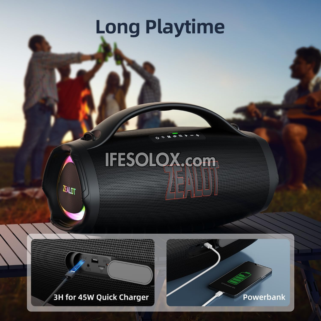 ZEALOT S98 160W Heavy Bass Portable Bluetooth MP3 Speaker with 36000mAh, IPX6 Waterproof