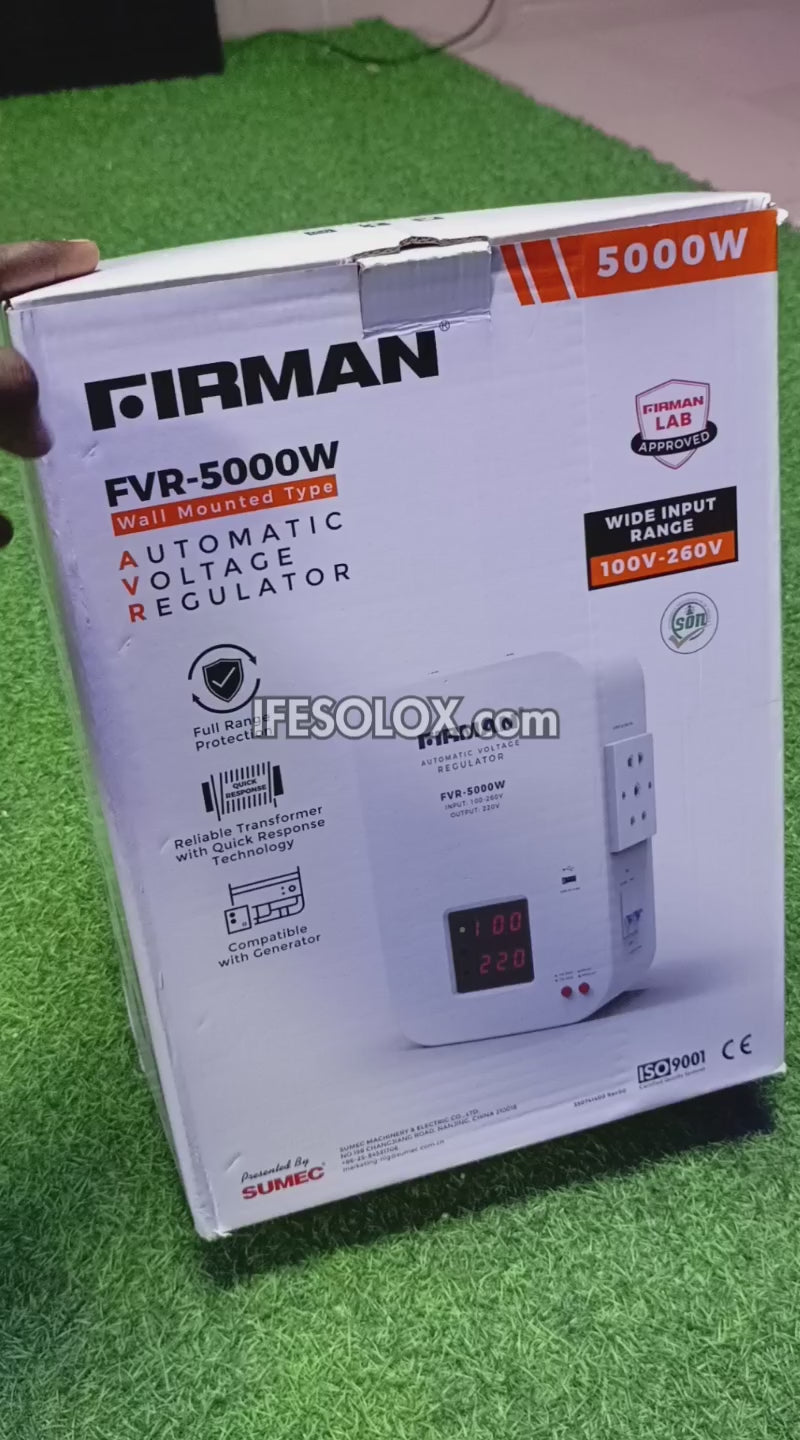 FIRMAN FVR-5000W 5000Watts Wall-Mounted Automatic Voltage Stabilizer with USB - Brand New