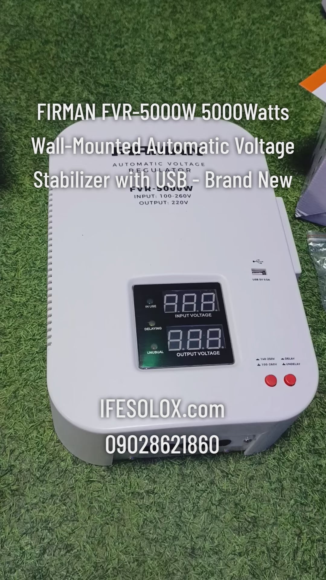 FIRMAN FVR-5000W 5000Watts Wall-Mounted Automatic Voltage Stabilizer with USB - Brand New