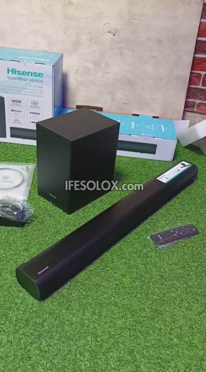 Hisense HS1800 2.1Ch 140W Bluetooth Sound Bar with Wireless Subwoofer - Brand New