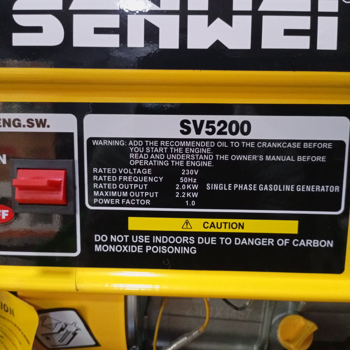 Générateur d'essence manuel Senwei SV5200 2,2 KVA