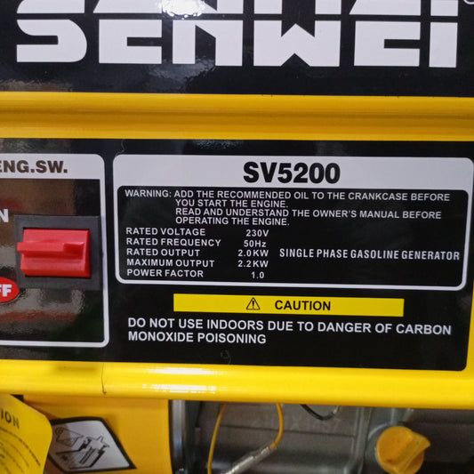 Générateur d'essence manuel Senwei SV5200 2,2 KVA