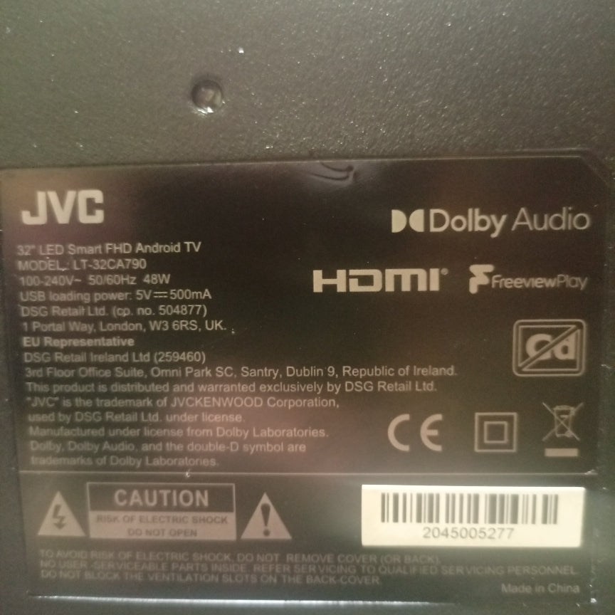 JVC 32 Inch LT-32CA790 Android Smart Full HD LED TV (Google Play Store) - Back view