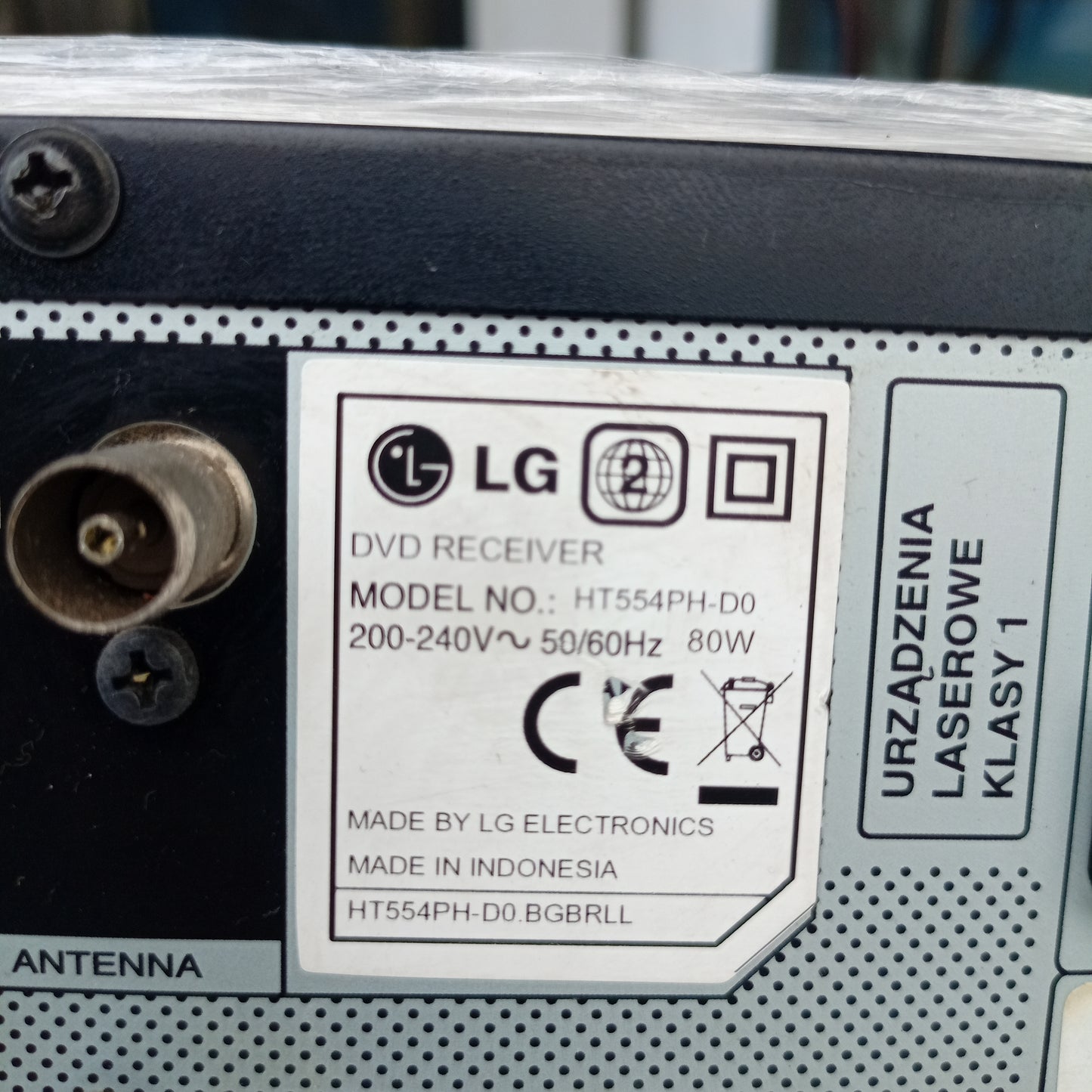 LG HT554 500Watts DVD Home Theater Machine Head - Model number sticker