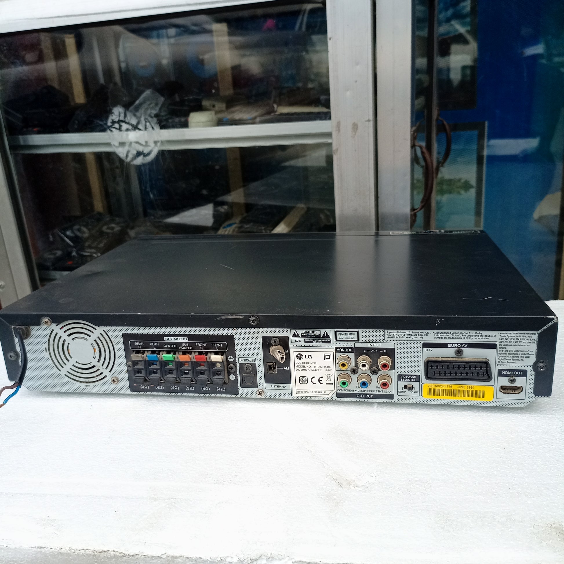 LG HT902PB 5.1Ch 1000Watts DVD Home Theater Machine Head - Back View