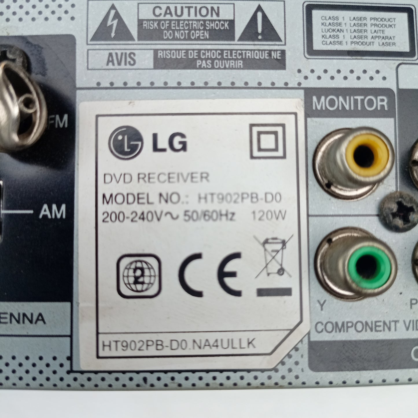 LG HT902PB 5.1Ch 1000Watts DVD Home Theater Machine Head - Model number sticker