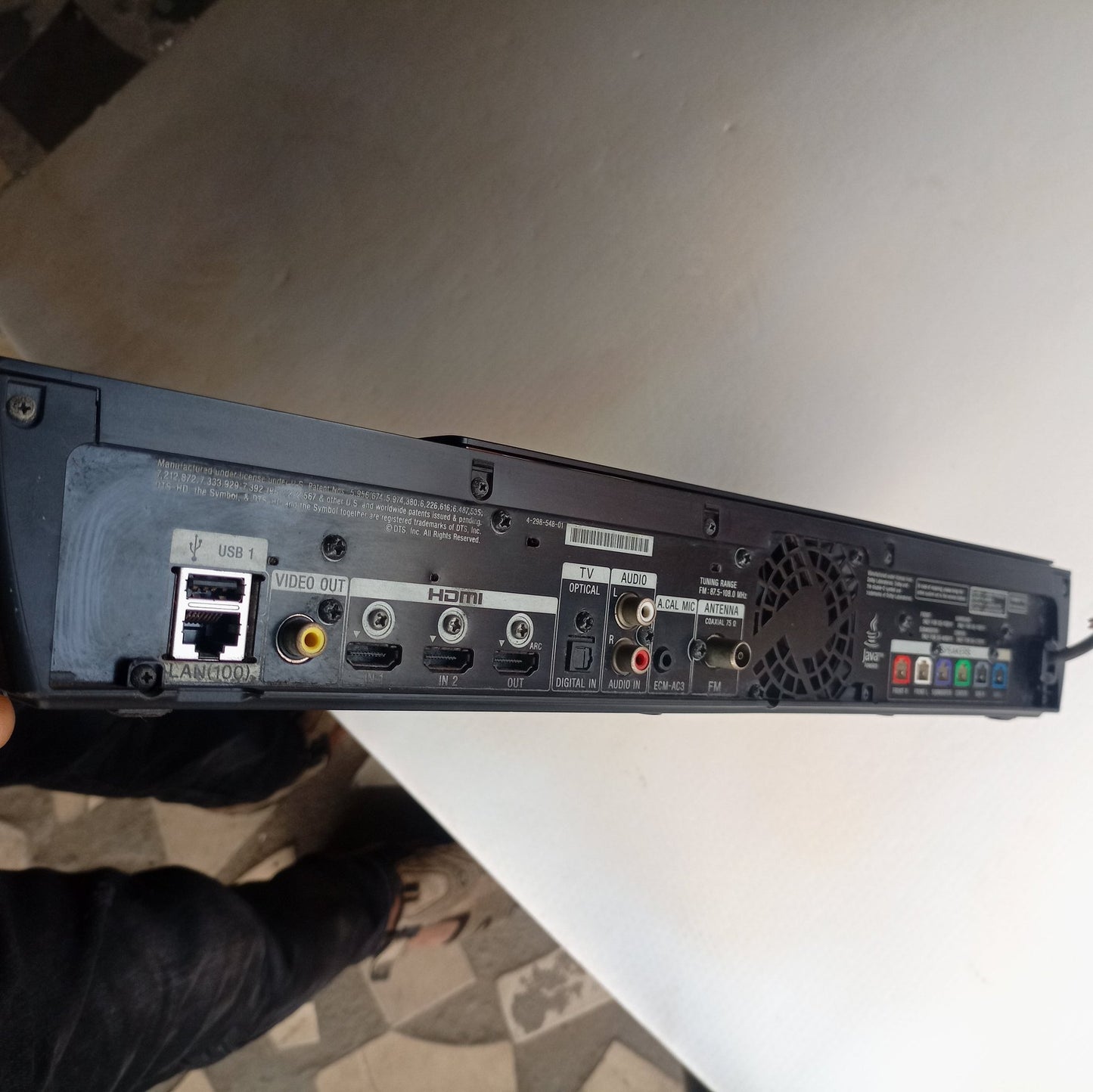 Sony HBD-N590 5.1Ch 1000 Watts 3D Bluray DVD Home Theater Machine Head (Wifi, BBC iPlay, Lovefilm) - Closer Back View