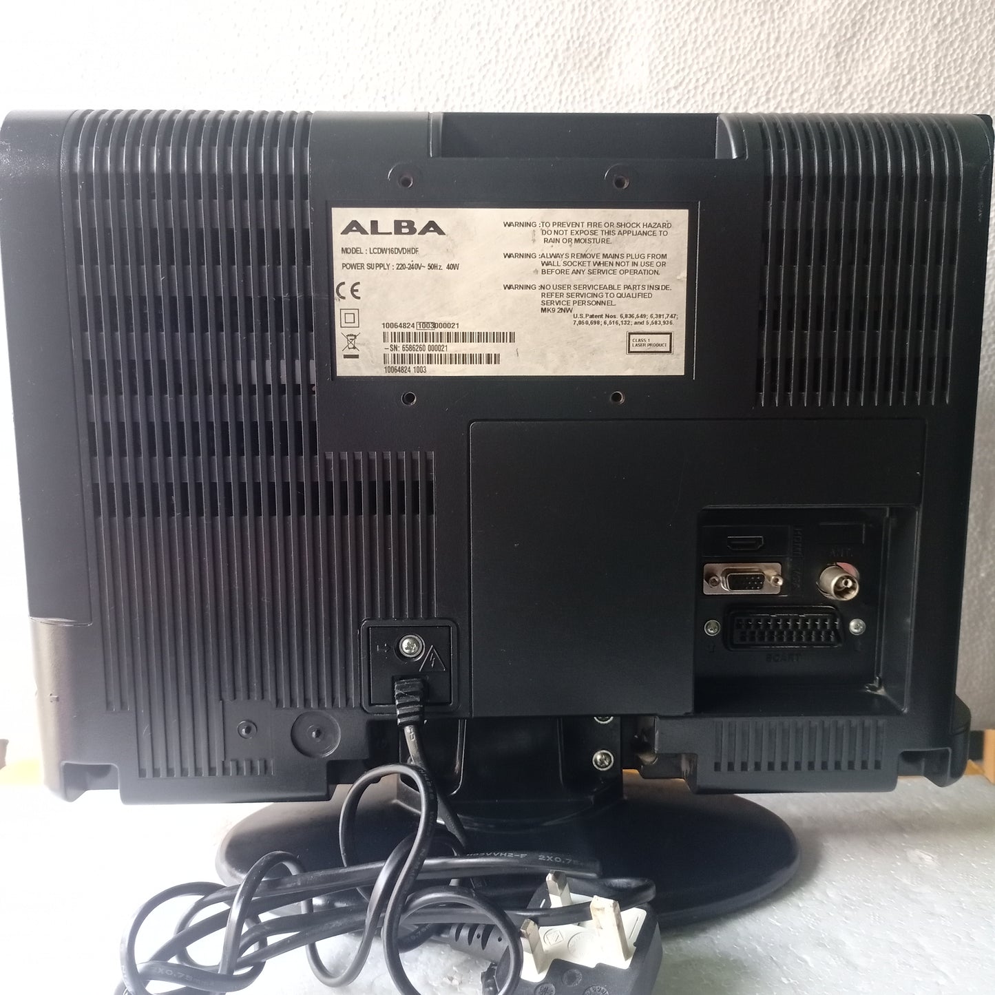ALBA 16 Inch LCDW16DVDHDF HD Ready DVD and LCD TV Combo - Back View