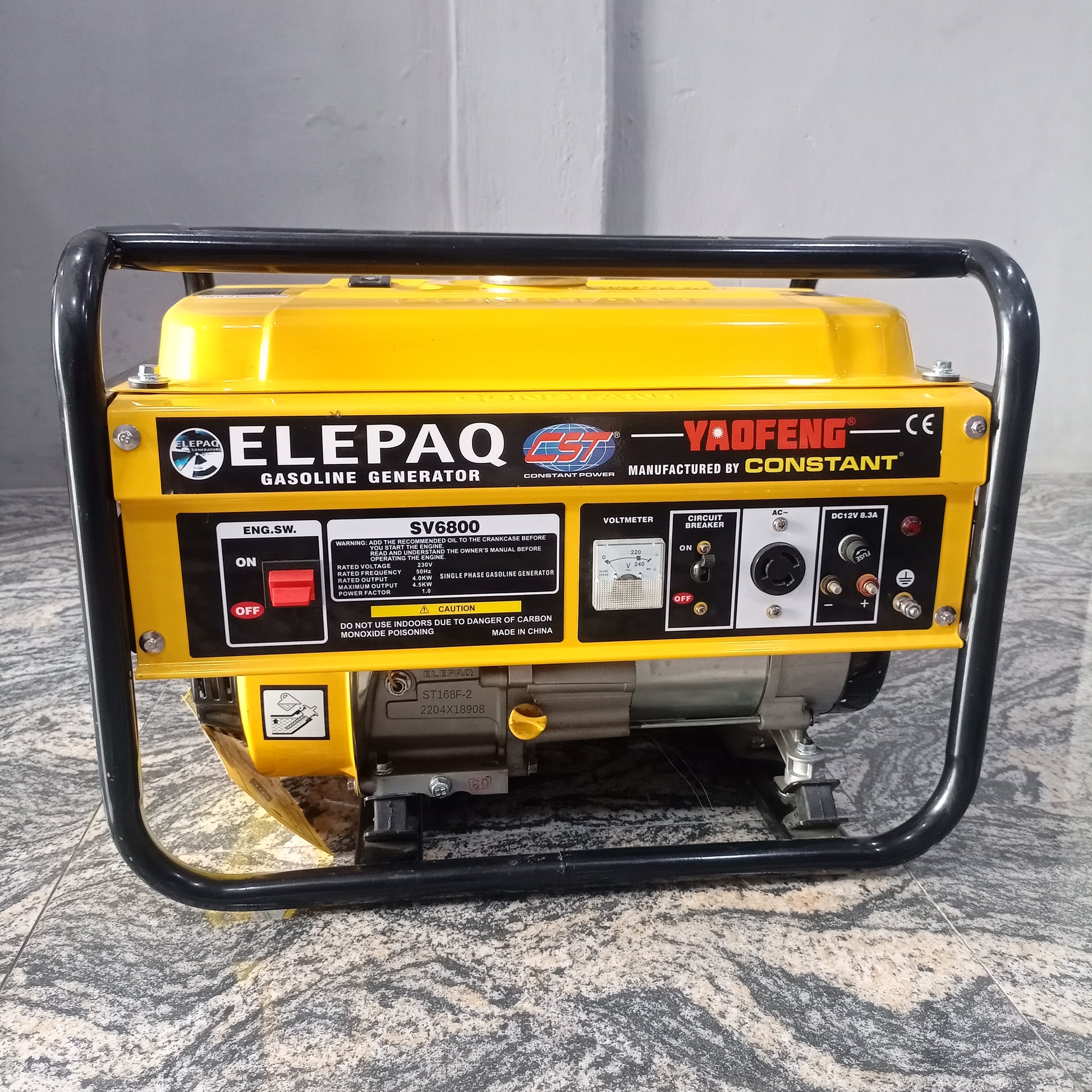 CONSTANT ELEPAQ SV6800 4.8KVA 100% Pure Copper Manual Petrol Generator - Front View