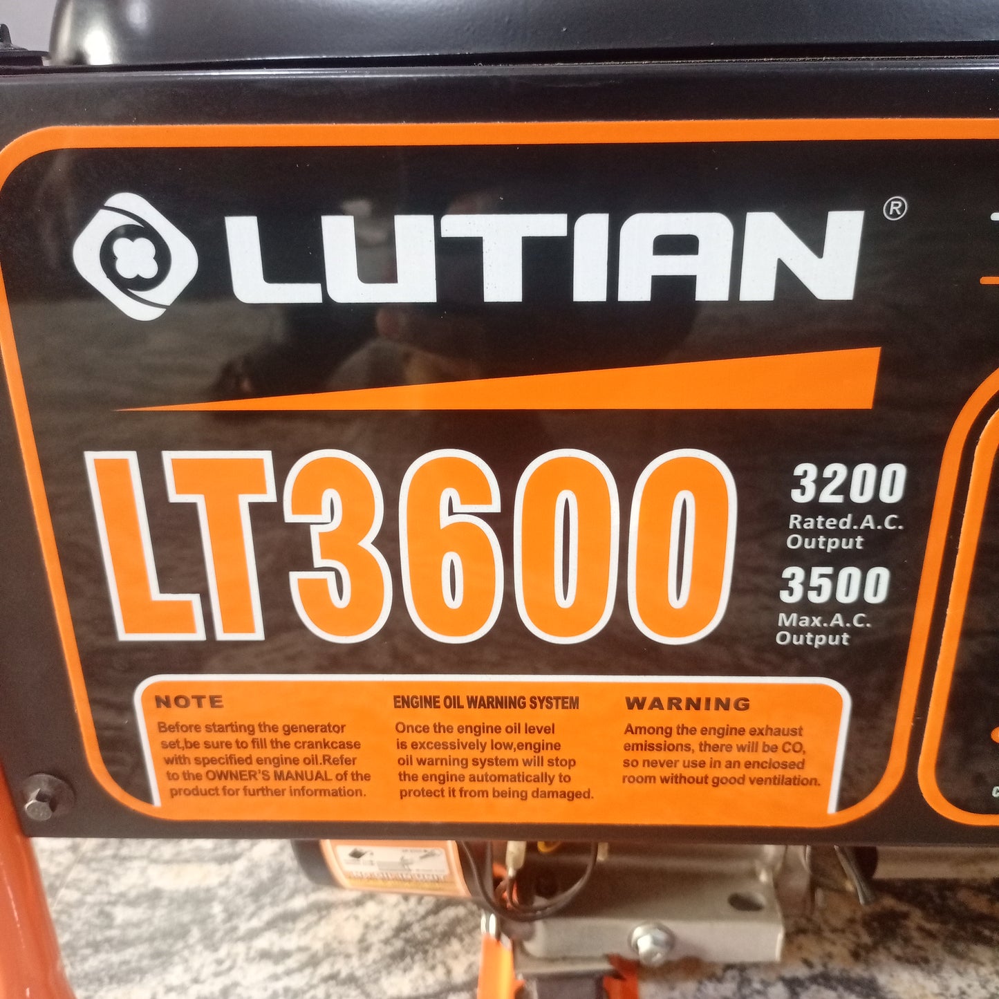 LUTIAN LT3600 3.2KVA 100% Pure Copper Manual Petrol Generator - Model number view